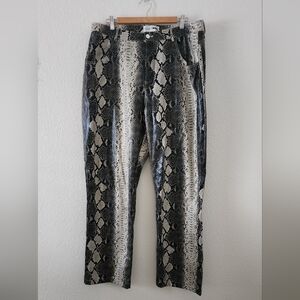 Fashion Nova Snake Print Straight Leg Cream Black Pants Size 1X